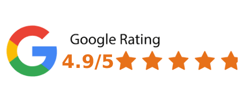 A google rating with orange star rating