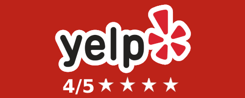 A red and black yelp star rating system